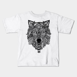 Zentangle Wolf Kids T-Shirt